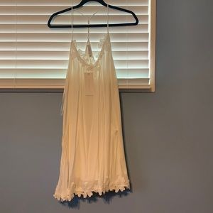 Lush Clothing minidress; white halter with flower trim